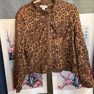 Christopher&Banks animal print jacket browns size large work or casual